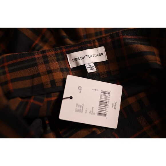 NWT Gibson Latimer Brown Rust Plaid Trousers 6 Dark Academia Halloween Colors - Picture 4 of 9